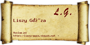 Liszy Géza névjegykártya